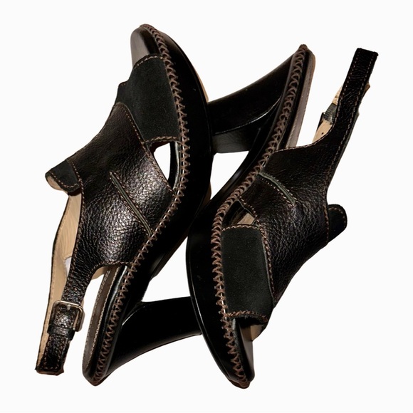 Naturalizer N5 Open Toe Sling Back Platforms Brown/Black, 9.5 - Picture 2 of 6